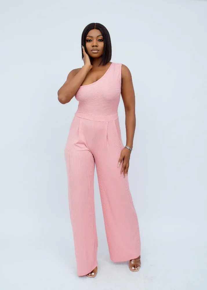 RIBBED ONE SHOULDER JUMPSUIT