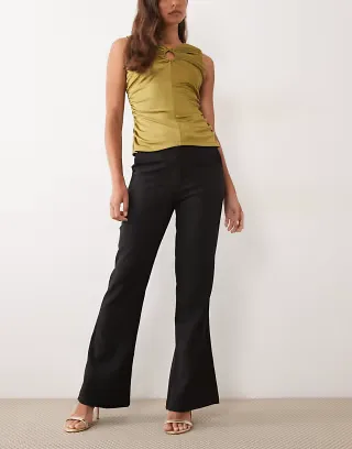 ASOS DESIGN Tailored snatch tux flare pants in black