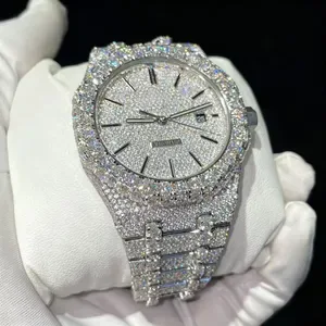 Iced Out Full moissanite watch for Men Automatic mechanical waterproof Wristwatch Hip Hop Bust Down Diamond Wrist Watch