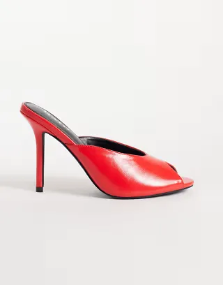 RAID Elana peep toe heeled mules in red