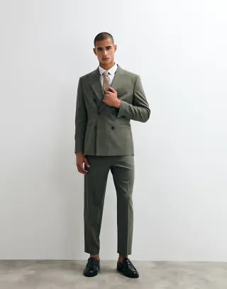 ASOS DESIGN carrot fit suit set in olive green