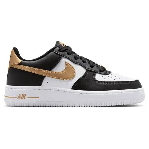 Nike Air Force 1 'Black White Metallic Gold' Big Kids Shoes