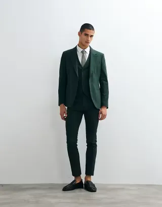 ASOS DESIGN skinny suit set in dark green