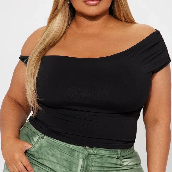 Fashion Nova Off Shoulder Ruched Cropped Blouse