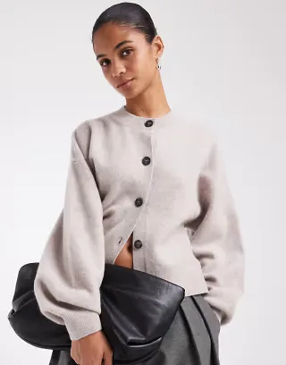 & Other Stories boiled wool cardigan in oatmeal