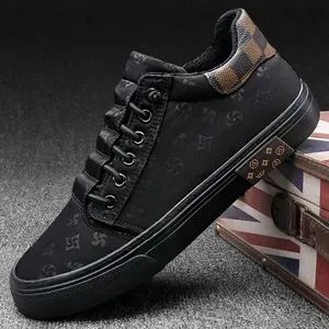 Fashionable Minimalist Mens Plush Warm Sneakers - Thickened Winter Canvas Cotton Shoes