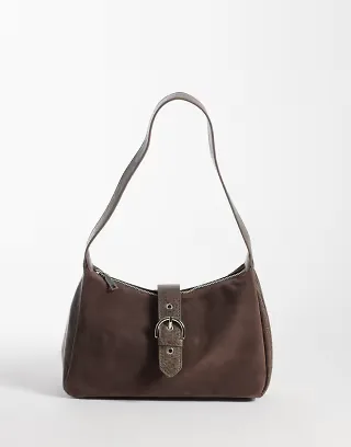 My Accessories shoulder bag in brown faux suede
