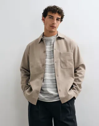 Jack & Jones brushed overshirt in beige