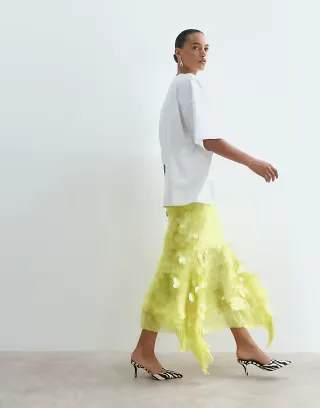 ARRANGE shard sequin square cut hem midi skirt in lime