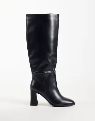 Simmi London Buck block heeled knee boots in black