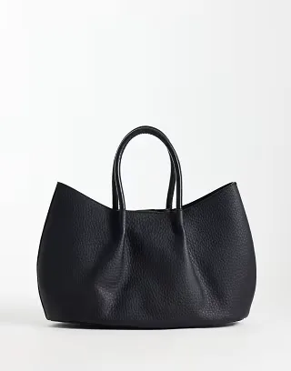 Glamorous ruched top handle tote bag in black