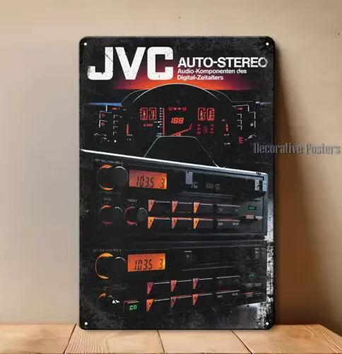 1r,Jvc Vintage Car Stereo Cassette Tape Player Metal Poster Sign Size:8*12-metal sign