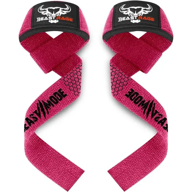 BEAST RAGE Weight Lifting Straps Fitness Padded Cotton Wrist Support Gel Advanced Grips Dumbbell Bar Wraps Heavy Duty Gy