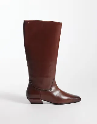 Bronx Vienn-a square toe knee boots in cognac