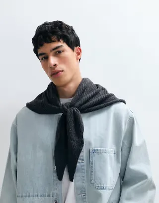ASOS DESIGN rib knit triangle scarf in gray