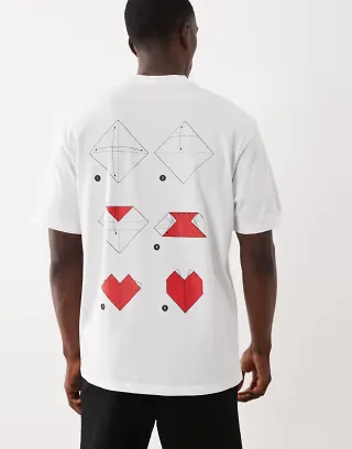 HUGO Red dalentin relaxed fit heart logo T-shirt in white