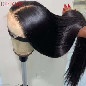 250 Density Straight 13x4 HD Black Frontal Wigs Glueless 30 40 Inch 13x6 Lace Front Human Hair Wig Bone Closure Wear Go