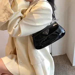 Luxury Bag Elegant Glossy Solid-Color Shoulder Bag - Trendy Underarm & Crossbody Purse for Women, Versatile High-Quality