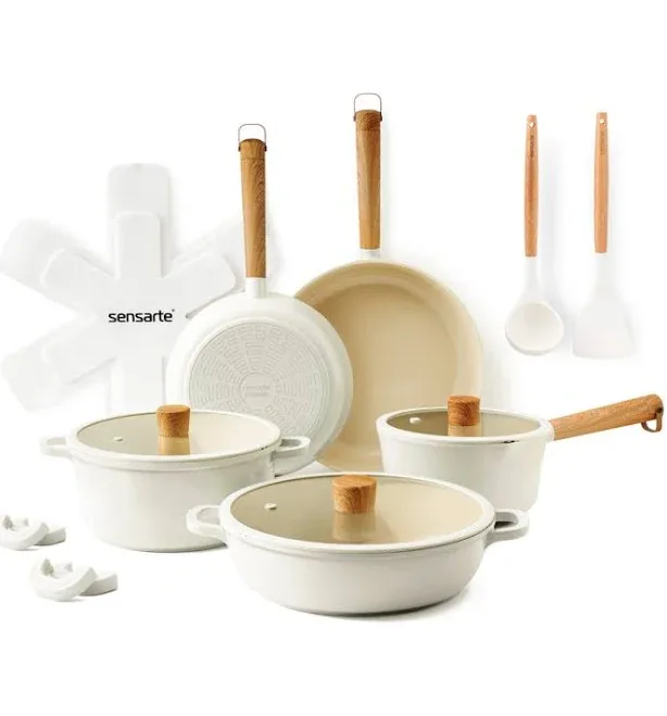 SENSARTE Nonstick Cookware Set Pots And Pans Set Kitchen Non-Stick Cooking Set, Dishwasher & Oven Safe, Induction Compat