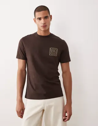 Threadbare back print T-shirt in brown