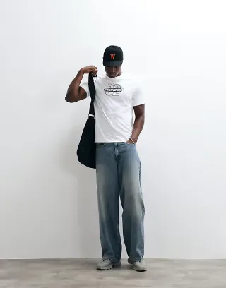 ASOS DESIGN T-shirt with text graphic in white