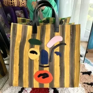 Canvas Women Mini Tote Bag - Y2K Striped PU Shoulder Bag with Zipper Closure - Lightweight Everyday Handbag