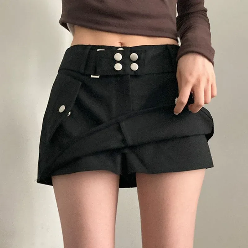 HIGH WAIST BELTED MINI SKIRT