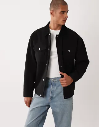 ASOS DESIGN oversized barn jacket in black