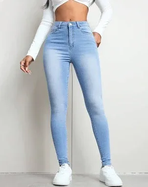 Women's Front Button Multi-Pocket Casual Denim Pants
