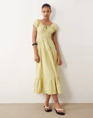 Wednesday's Girl tiered midaxi dress in sage green