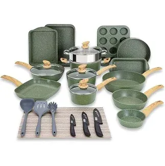 Ultimate 30 Pieces Granite-Coating Nonstick Induction Cookware Set for Easy Dinner Ideas