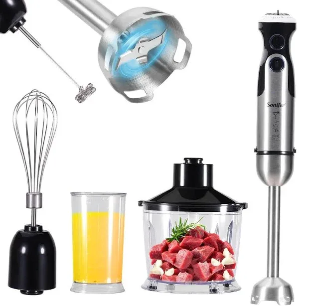 1200W Stick Blender 5 in 1 Hand Blender Set Powerful 21-Speed for Smoothie
