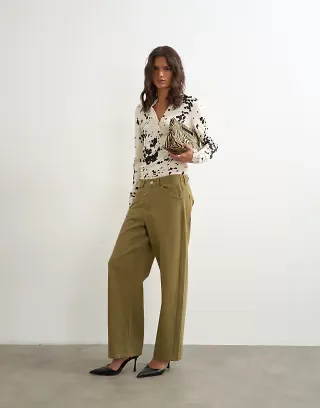 Topshop Dilan baggy low rise jean in khaki green