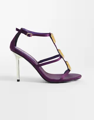Public Desire Sorela heeled sandals with jewel detail in purple