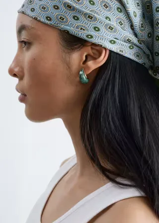 & Other Stories moon stud earrings in gold & green