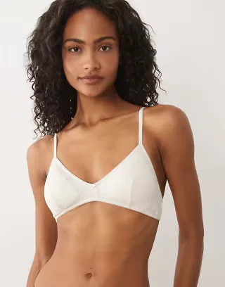 Cotton On pointelle triangle padded bralette in butterscotch heather