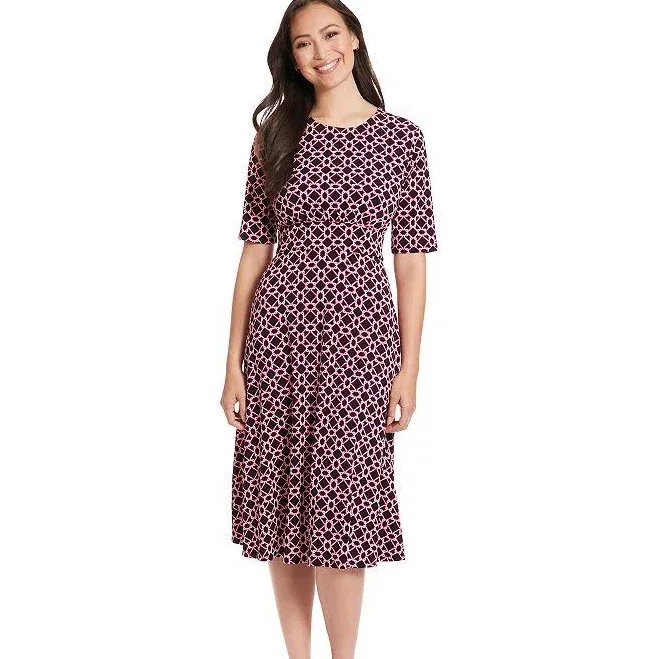 Women's London Times INSET WAIST Midi SHORT SLEEVE