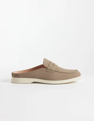 ASOS DESIGN penny mules in taupe
