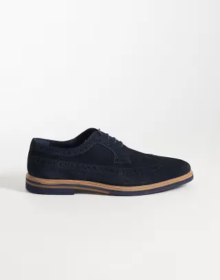 ASOS DESIGN lace up brogue shoes in navy suede