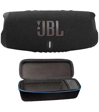 Charge 5 Portable Waterproof Wireless Bluetooth Speaker Bundle with divvi! Protective Hardshell Case - Black