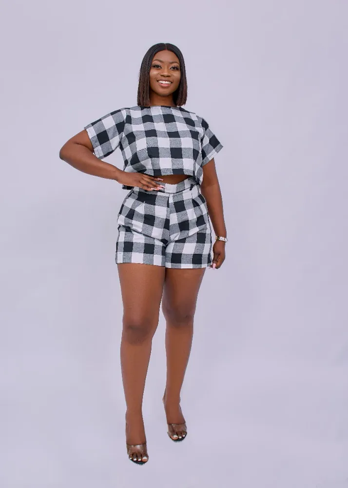 CHECKED CROP TOP AND SHORTS