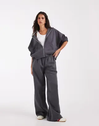 ASOS DESIGN brushback sweats in dark gray