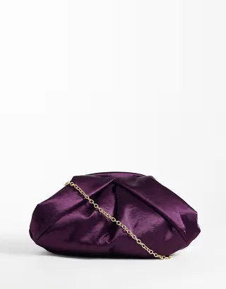 ASOS DESIGN satin frame clutch bag in purple