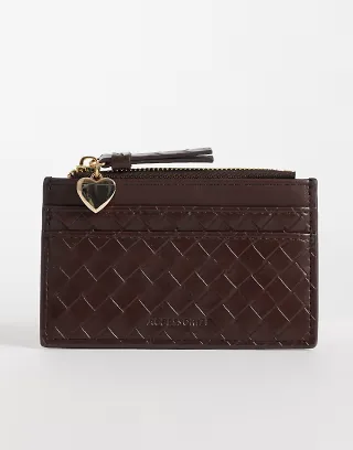 Accessorize woven cardholder in chocolate brown