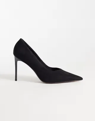 ASOS DESIGN Prague pointed stiletto high heel pumps in black suedette