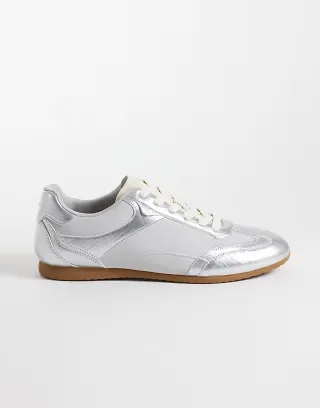 ASOS DESIGN paneled retro sneakers in silver