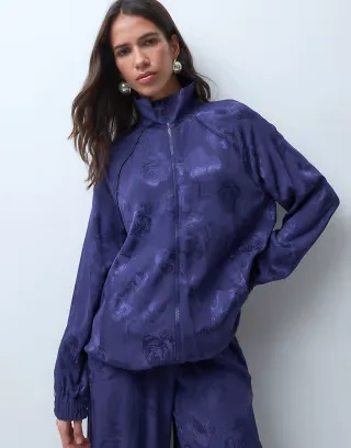 ASOS DESIGN jacquard zip up funnel neck jacket
