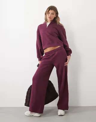 4505 Rest Day 400gsm heavyweight cotton wide leg sweatpants in wine