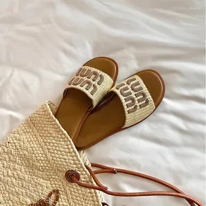 Womens Summer Flat Sandals, Casual Braided Beach Flip Flops with Soft Sole, Vacation Shoes