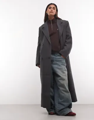 Weekday Logan wool blend oversized coat in gray melange